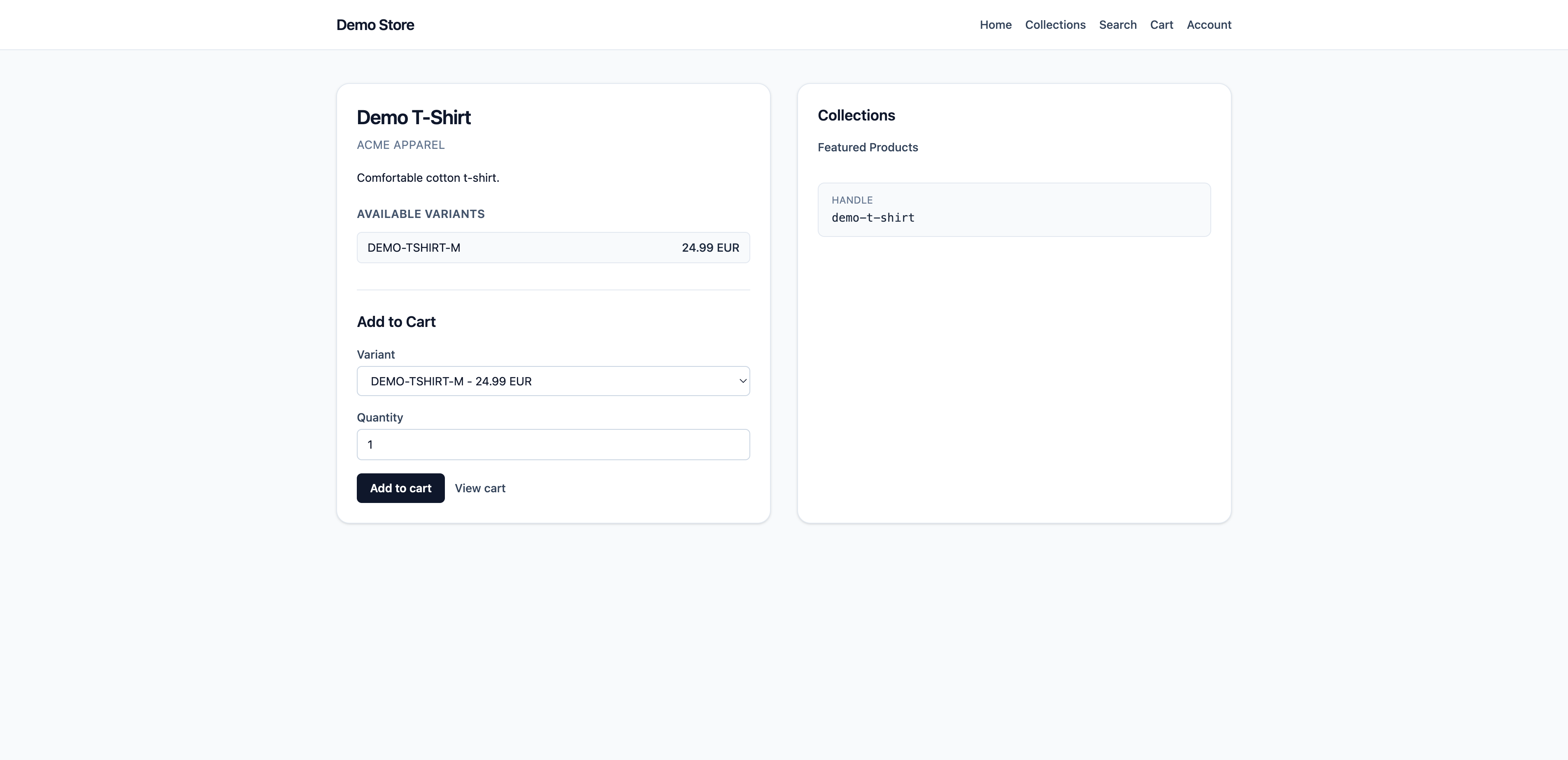 Product detail page